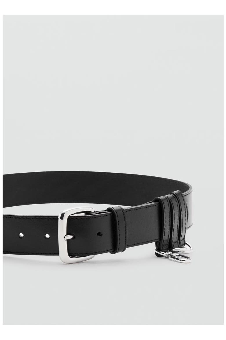 Starring Hailey Bieber Loops Leather Belt, Alternate, color, BLACK
