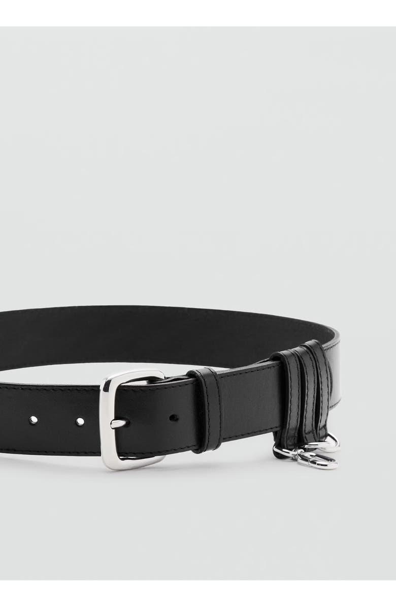 MANGO Starring Hailey Bieber Loops Leather Belt, Alternate, color, Black