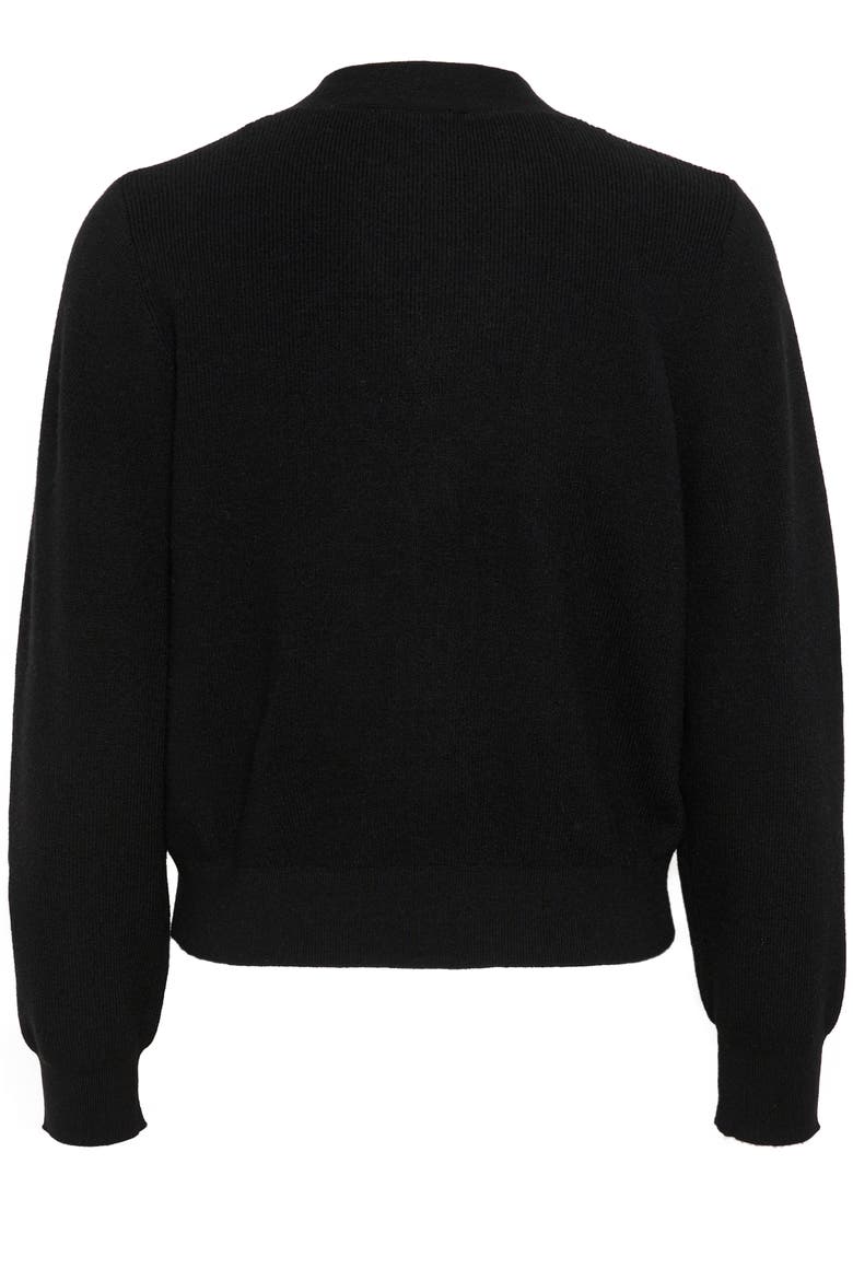 SLSina Button V-neck Rib Knit Cardigan, Alternate, color, Black