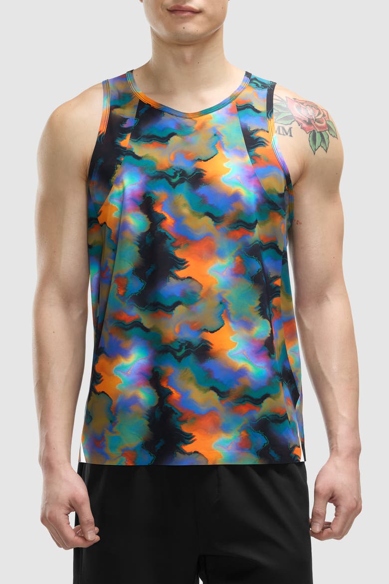 Run Interlock Stride Singlet, Main, color, Heatmap Print