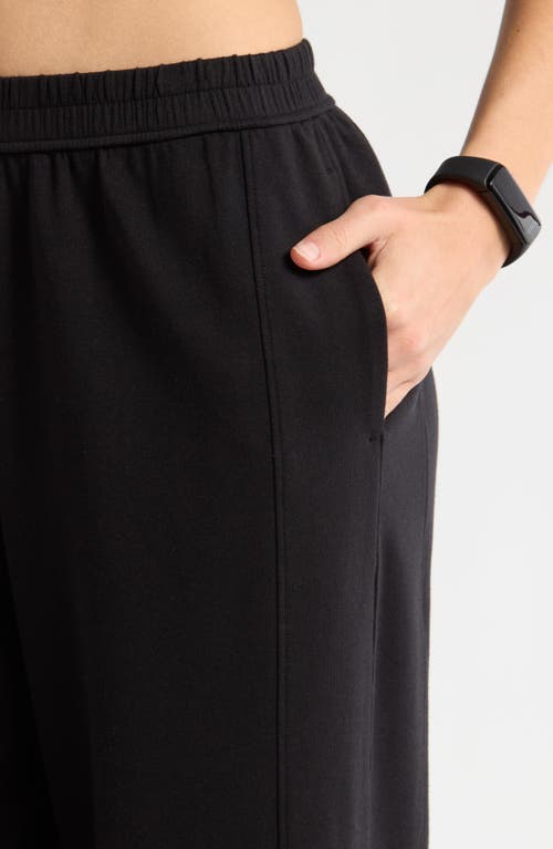 Zella Luxe Terry Wide Leg Pocket Pants In Black