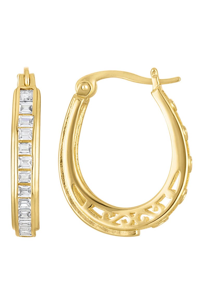 Cubic Zirconia Hoop Earrings, Main, color, YELLOW
