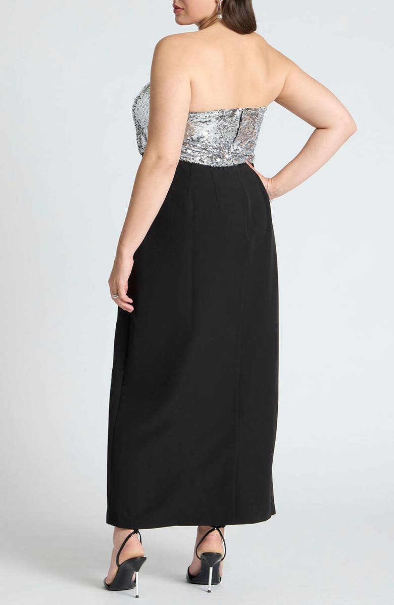 ELOQUII Sequin Bodice Strapless Gown, Alternate, color, 