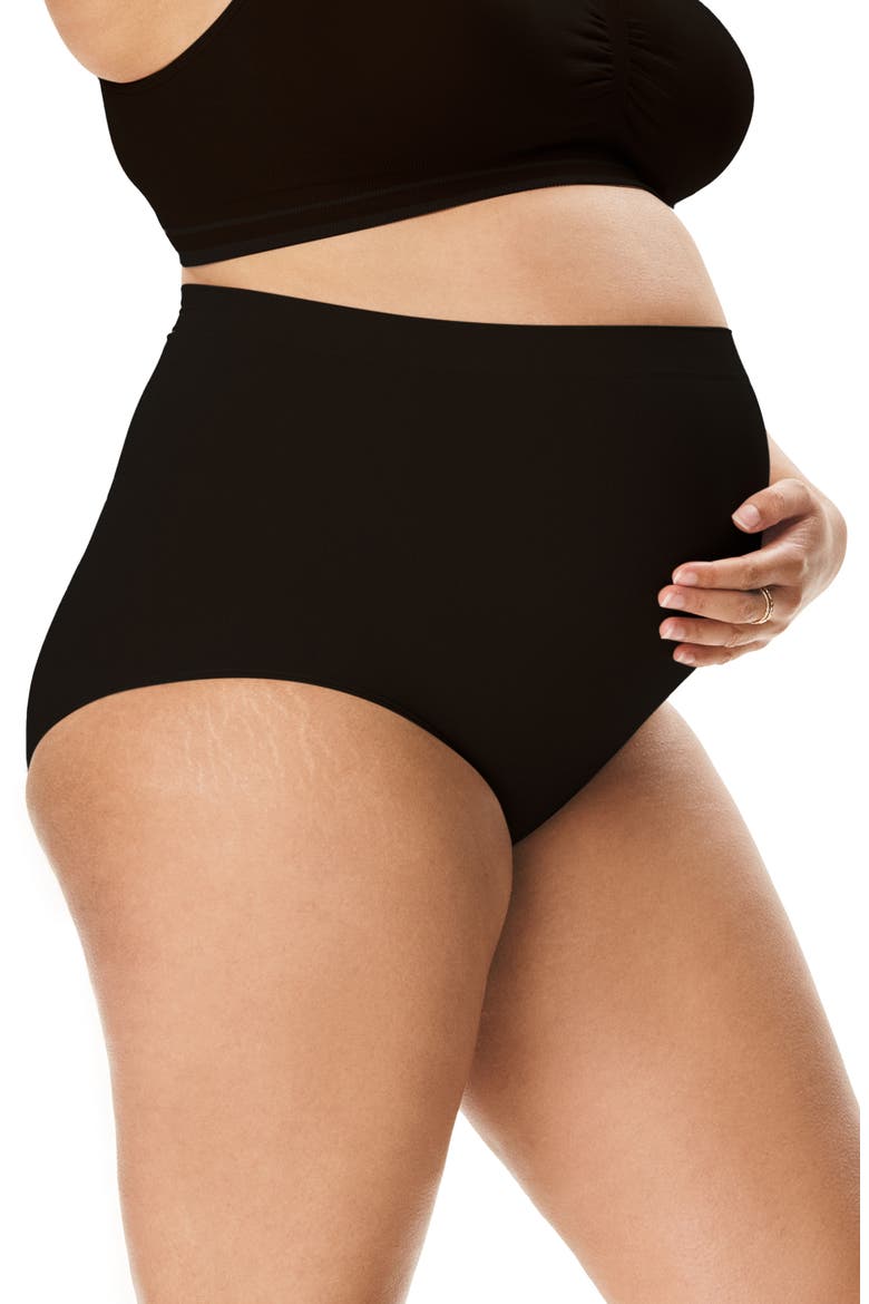Motherhood Women's Maternity Seamless Over-the-Bump Panty, 2-Pack, Alternate, color, Black and Oat