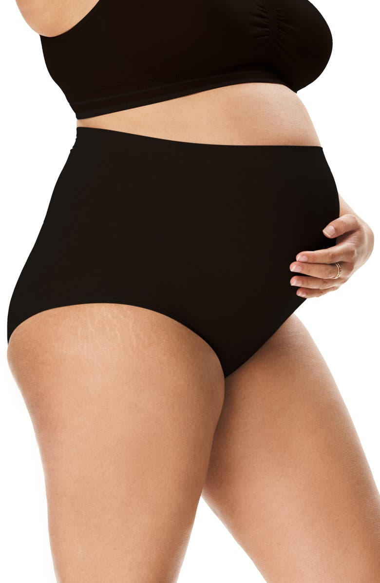 MOTHERHOOD MATERNITY Motherhood Women's Maternity Seamless Over-the-Bump Panty, 2-Pack, Alternate, color, Black And Oat