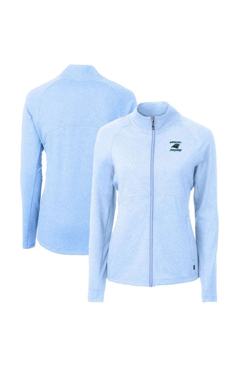Cutter & Buck Women's Cutter & Buck Heather Powder Blue Carolina Panthers Throwback Logo Adapt Eco Knit Heather Recycled Full-Zip Jacket, Alternate, color, 
