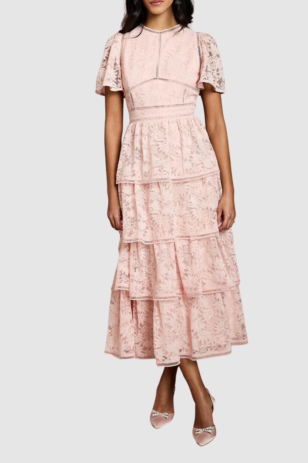 petite midi dress with sleeves Navy Coast High Neck Long Sleeve Floral Embroidered or remove it entirely for a more relaxed Petite Flutter Sleeve Tiered Midi