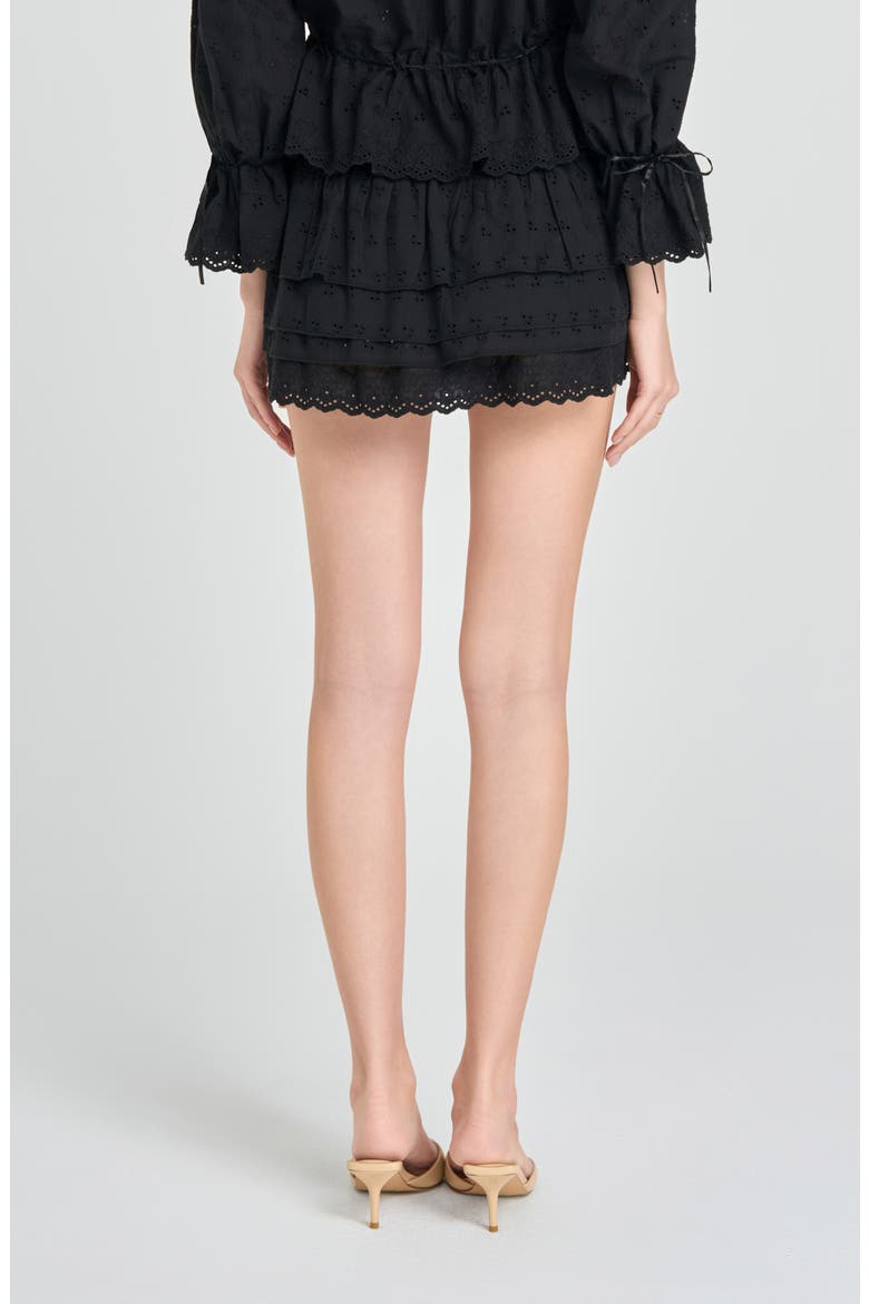 Sophia Tiered Ruffle Cotton Eyelet Skirt, Alternate, color, BLACK