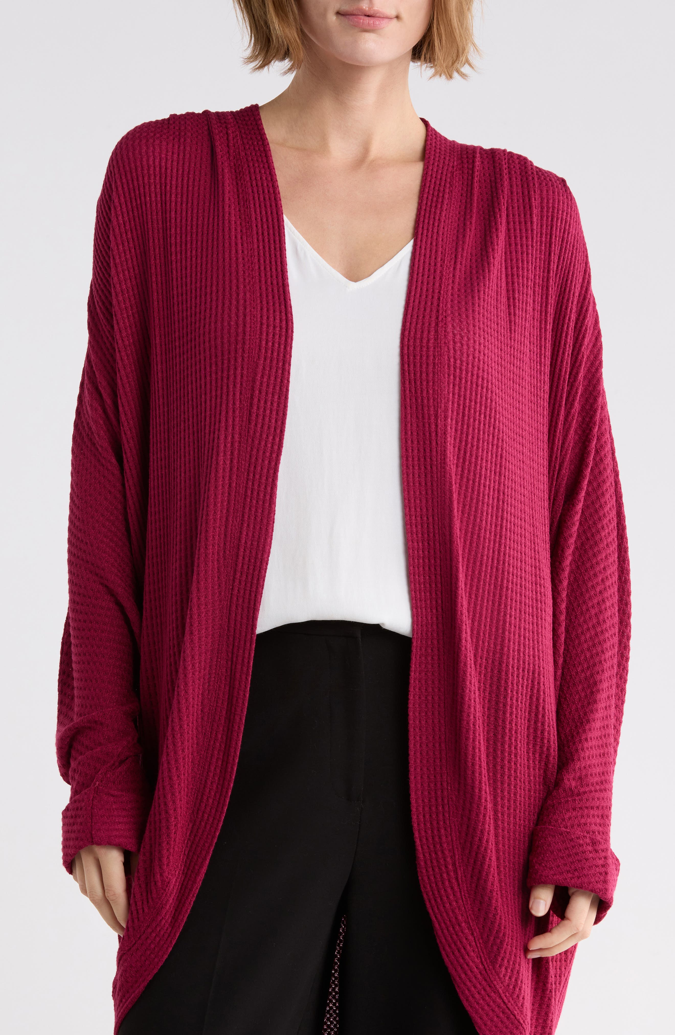 Oversized Waffle Cardigan