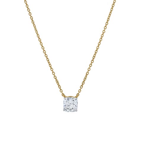 Cushion Chic 14K Gold Lab Grown Diamond Necklace - 0.75 ct
