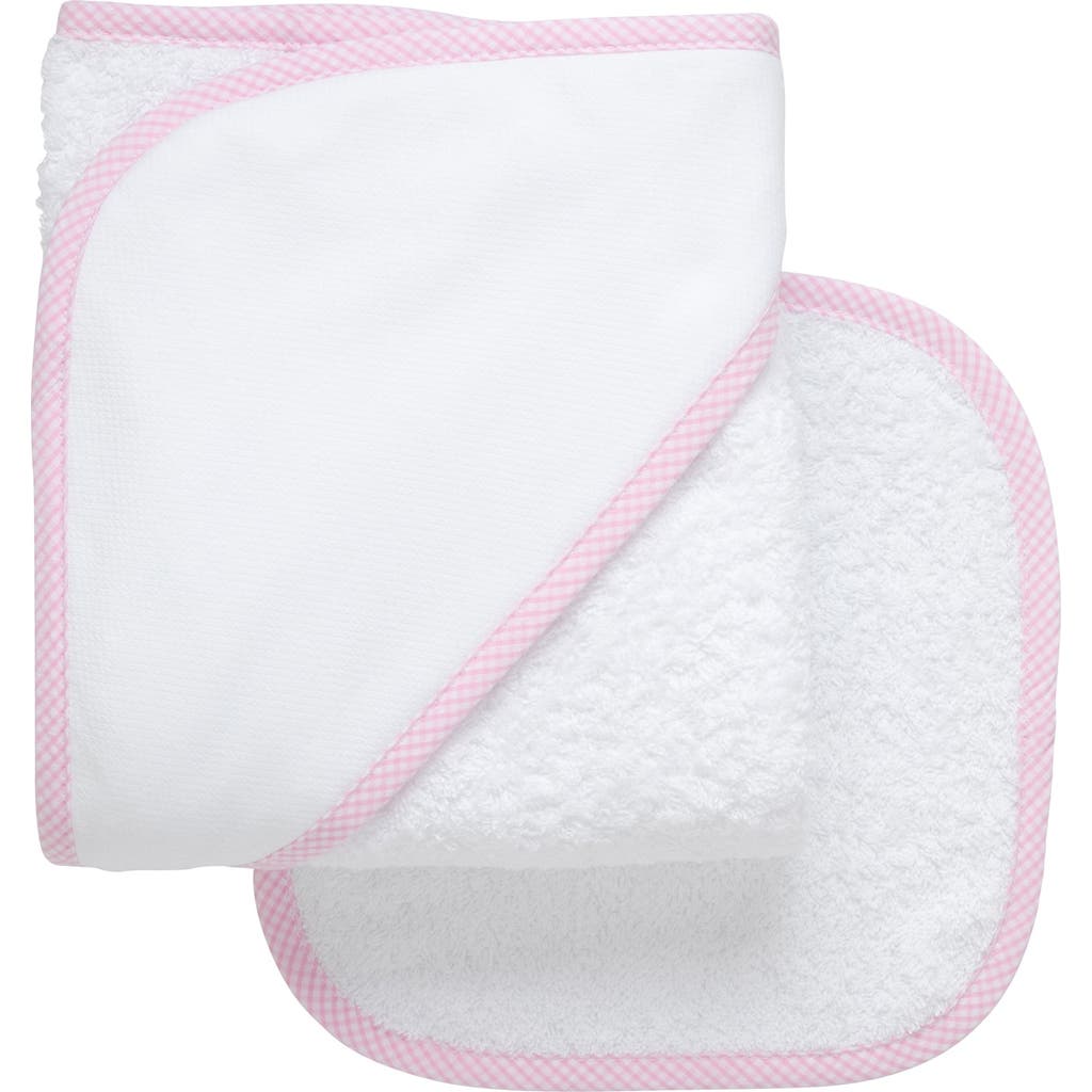 3 Marthas Small Check Trim Hooded Towel & Washcloth Set