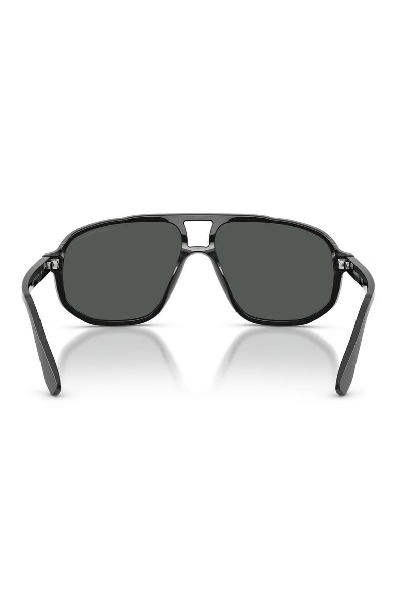 57mm Pilot Sunglasses, Alternate, color, SHINY BLACK / DARK GREY
