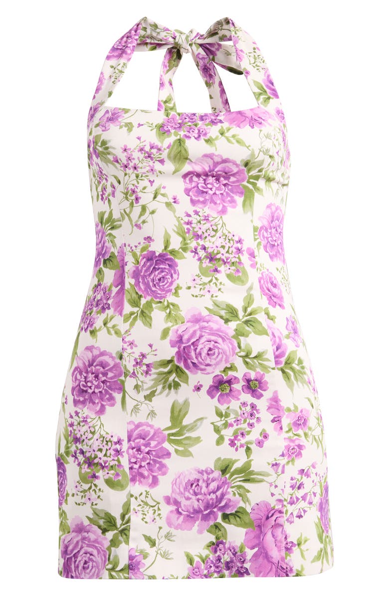 MANGO Featuring Hailey Bieber Boop Floral Cotton Blend Halter Minidress, Alternate, color, 