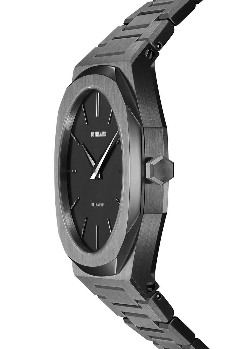Ultra Thin Bracelet Watch, 40mm, Alternate, color, GUN METAL