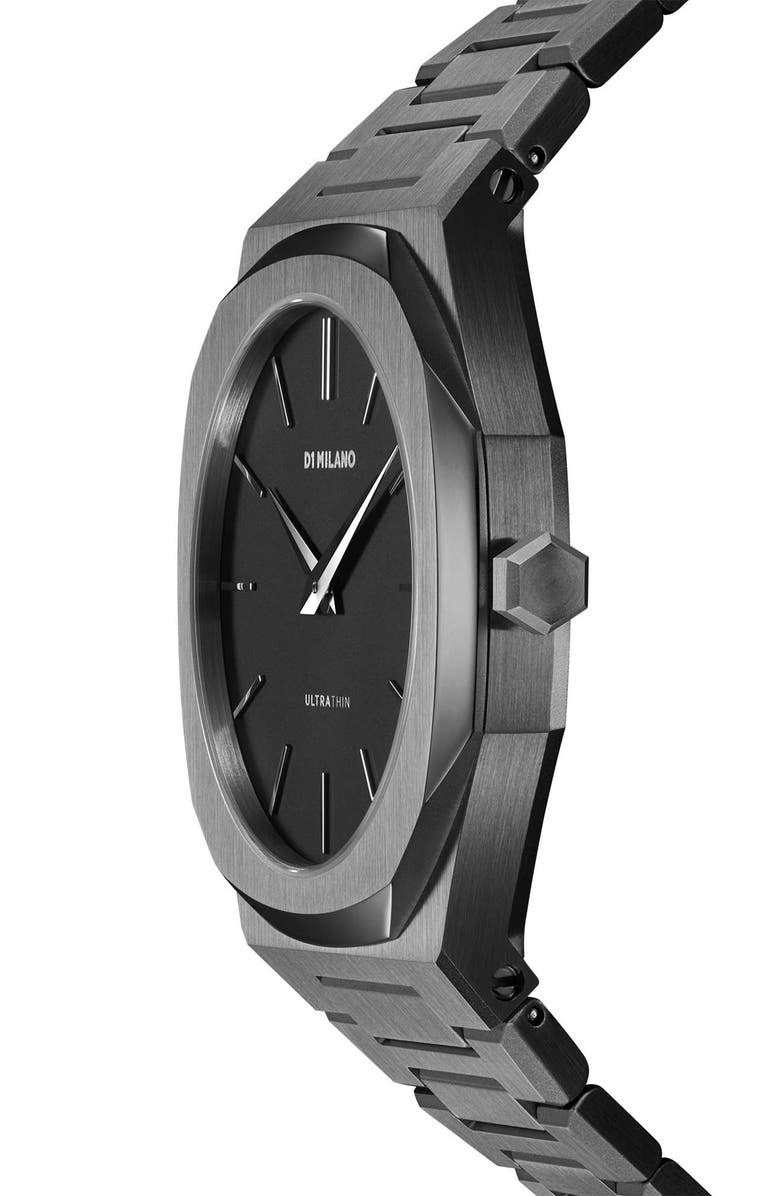 D1 Milano Ultra Thin Bracelet Watch, 40mm, Alternate, color, Gun Metal