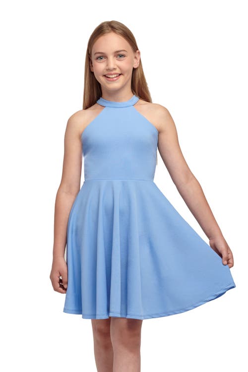 Un Deux Trois Skater Halter Dress In Blue