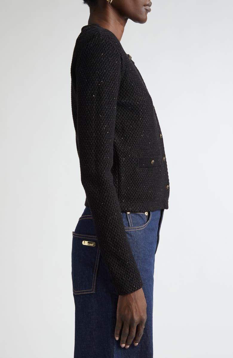 ST. JOHN Microsequin Cotton Blend Cardigan, Alternate, color,