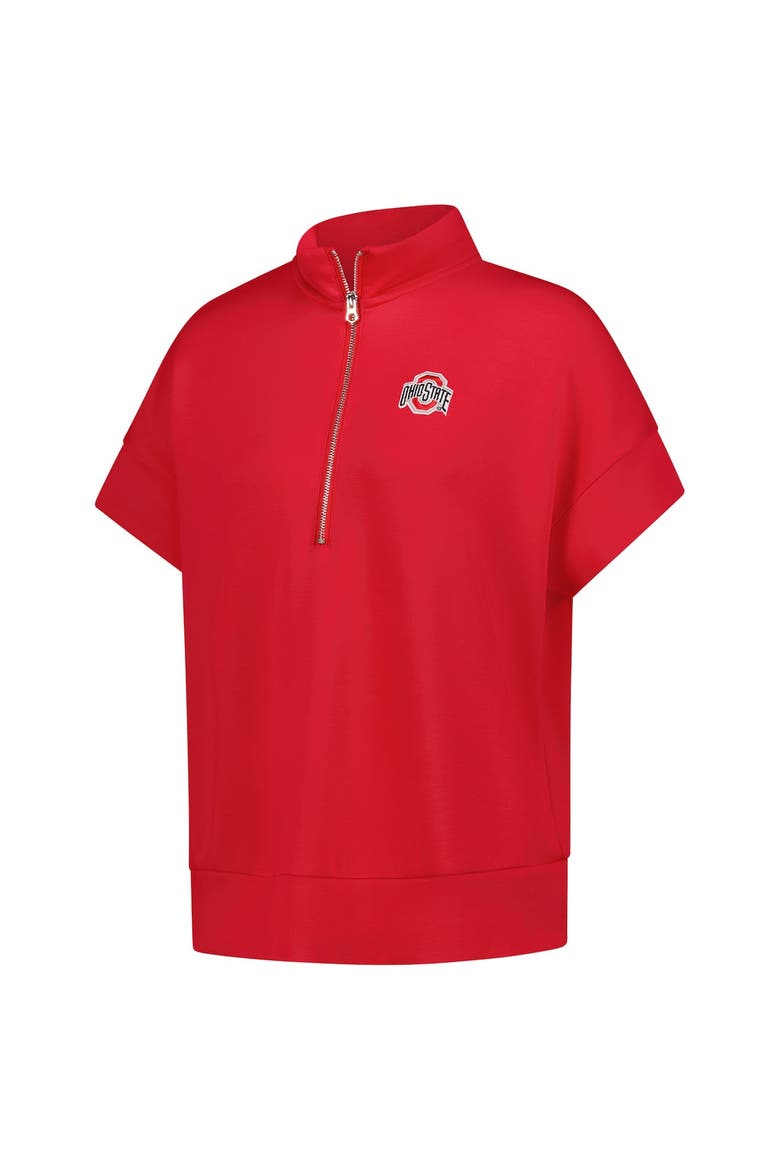 Women's ZooZatz Scarlet Ohio State Buckeyes Tri-Blend Quarter-Zip Flowy Top, Alternate, color, Scarlet