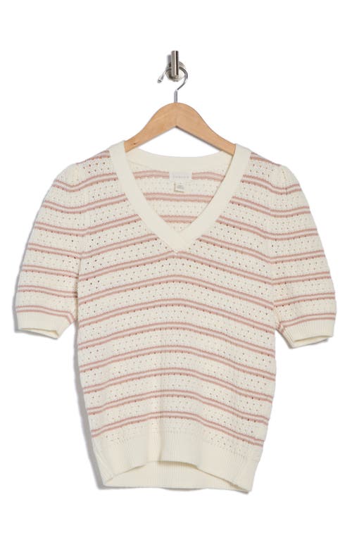 Caslon ® Pointelle Short Sleeve Cotton Blend Sweater In Gray