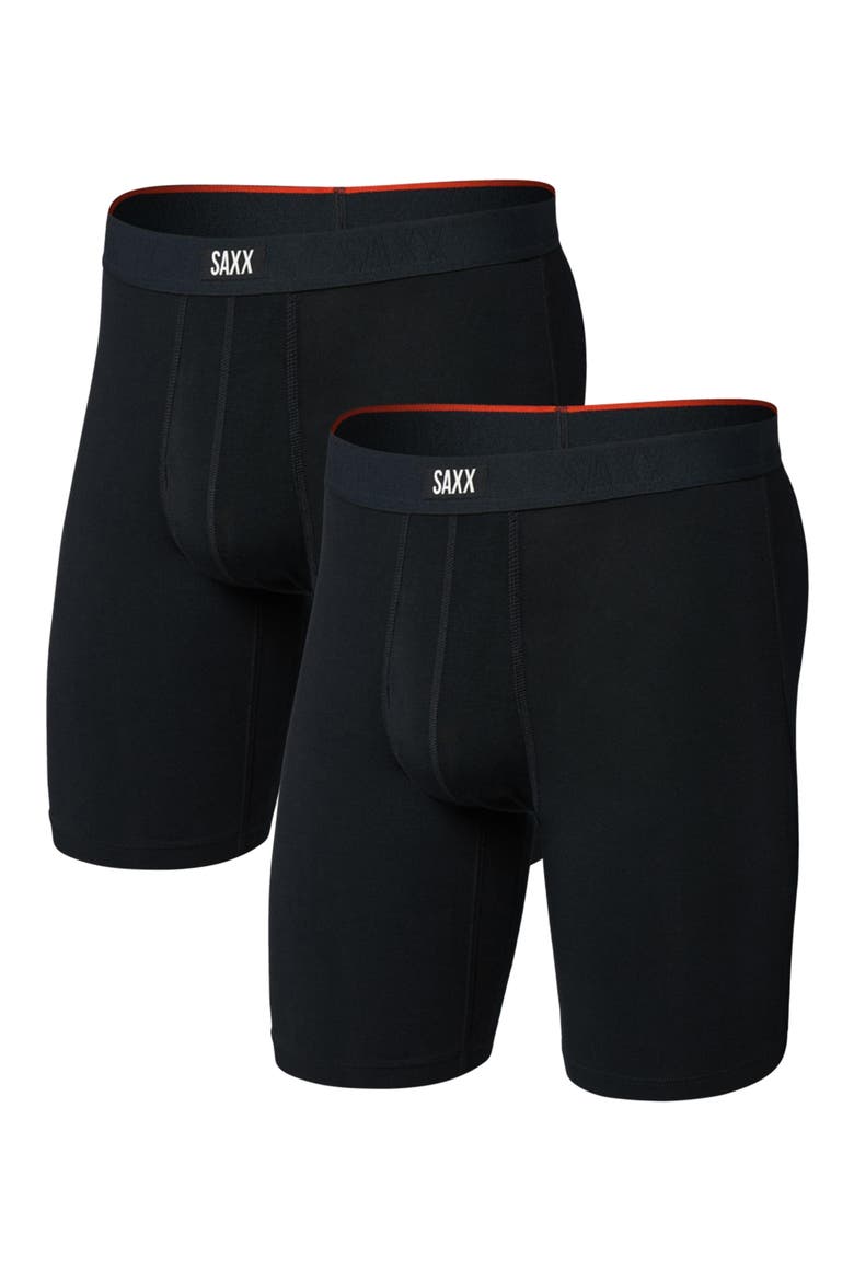 Vibe 2-Pack Long Boxer Briefs, Main, color, BLACK