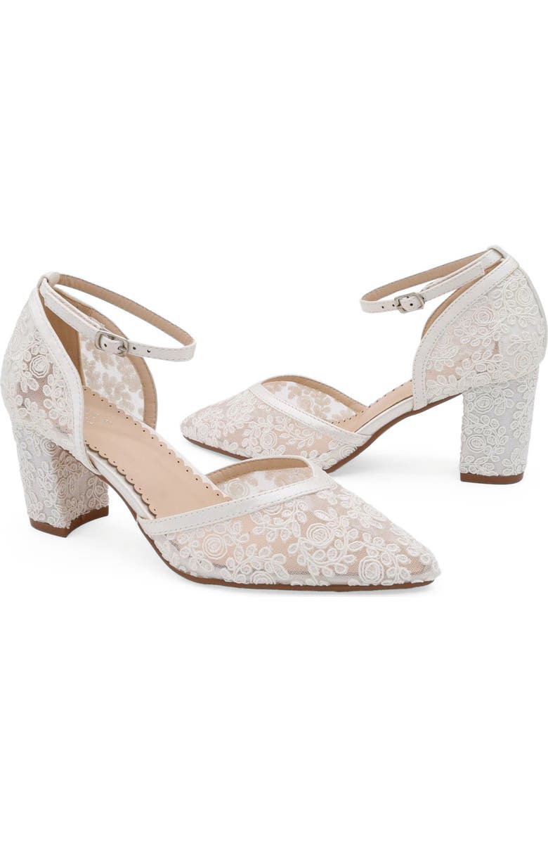 Kailee P Abby Lace Block Heel with Ankle Strap, Alternate, color, White