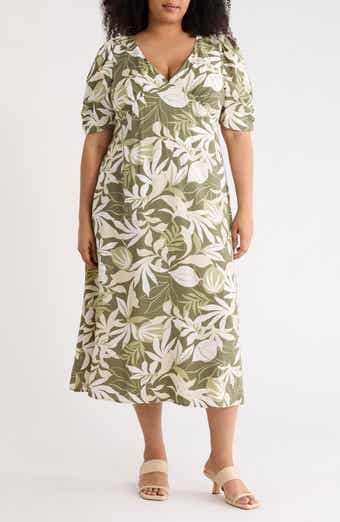 Renee C Floral Short Sleeve Empire Waist Midi Dress