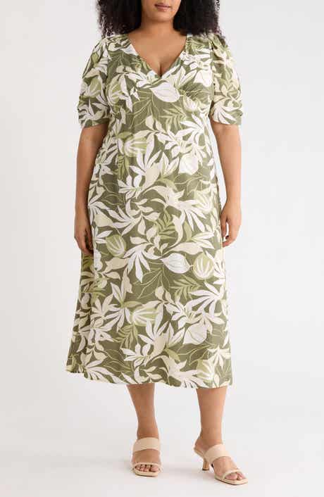 Renee C Floral Short Sleeve Empire Waist Midi Dress