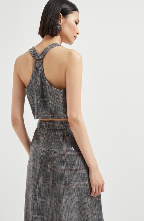 Brunello Cucinelli Prince Of Wales Waistcoat With Embroidery In Gray