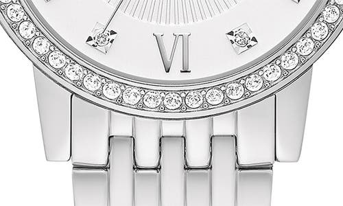 Bulova Crystal Embellished Three Hand Quartz Bracelet Watch, 32mm In Silver