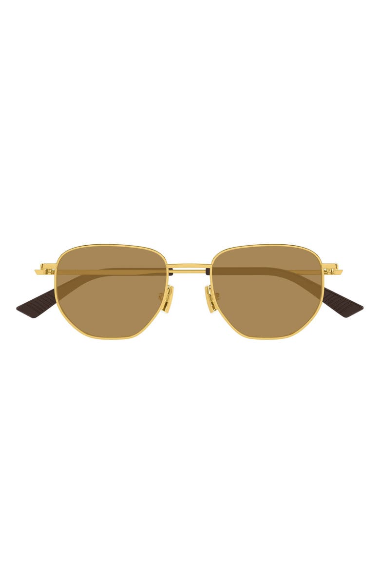 Bottega Veneta 52mm Round Sunglasses, Main, color, Gold