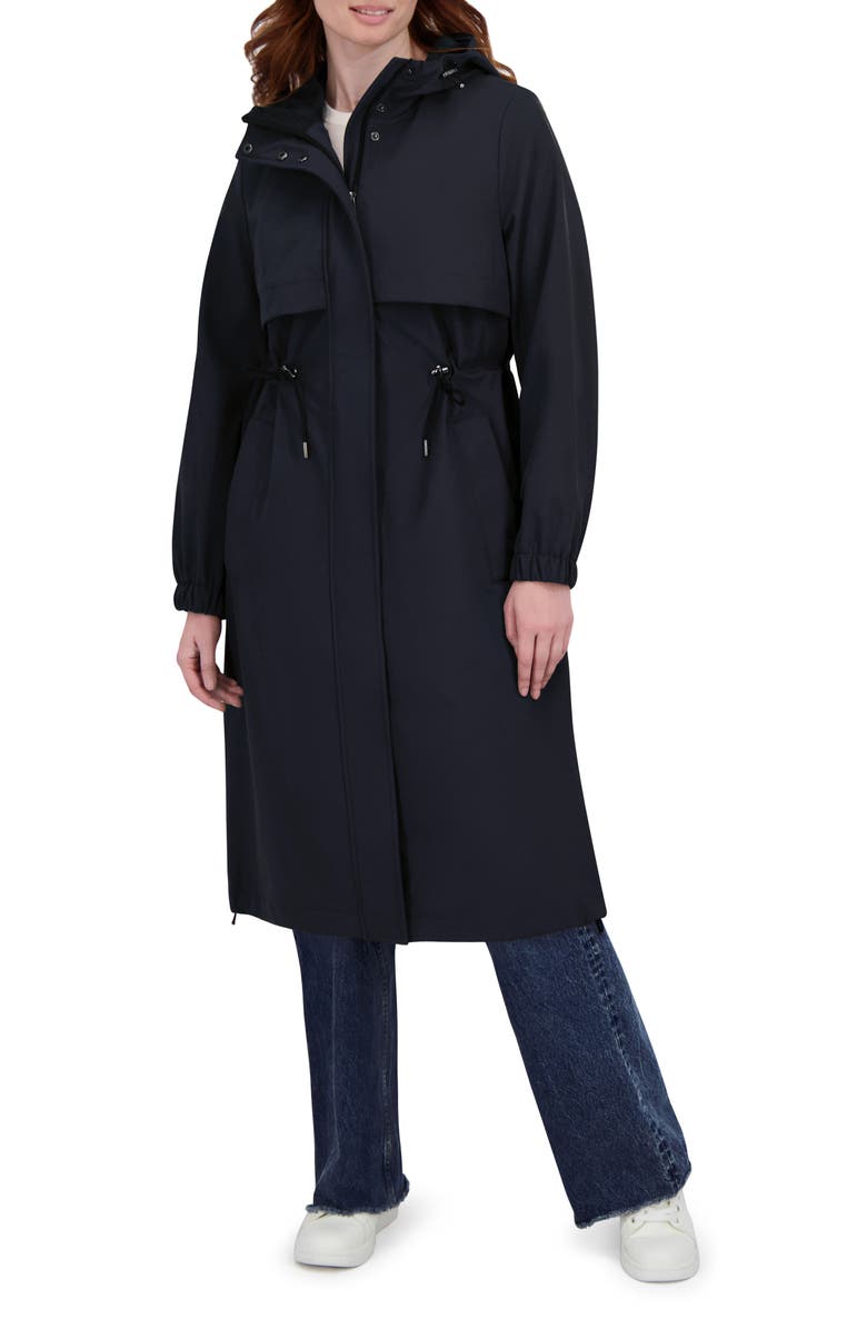 Tahari Amelia Hooded Coat, Main, color, Navy