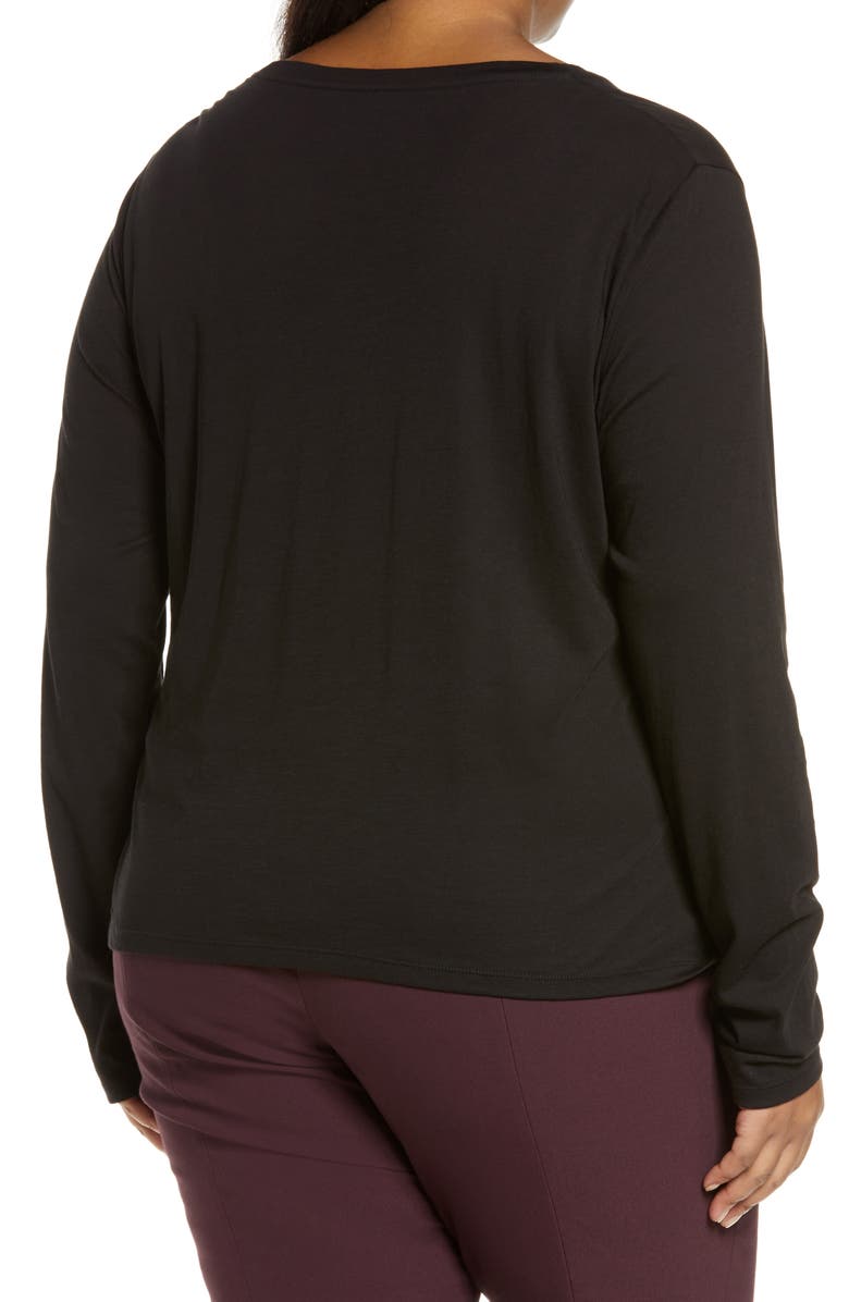 Vince Essential Long Sleeve Pima Cotton Top, Alternate, color, Black