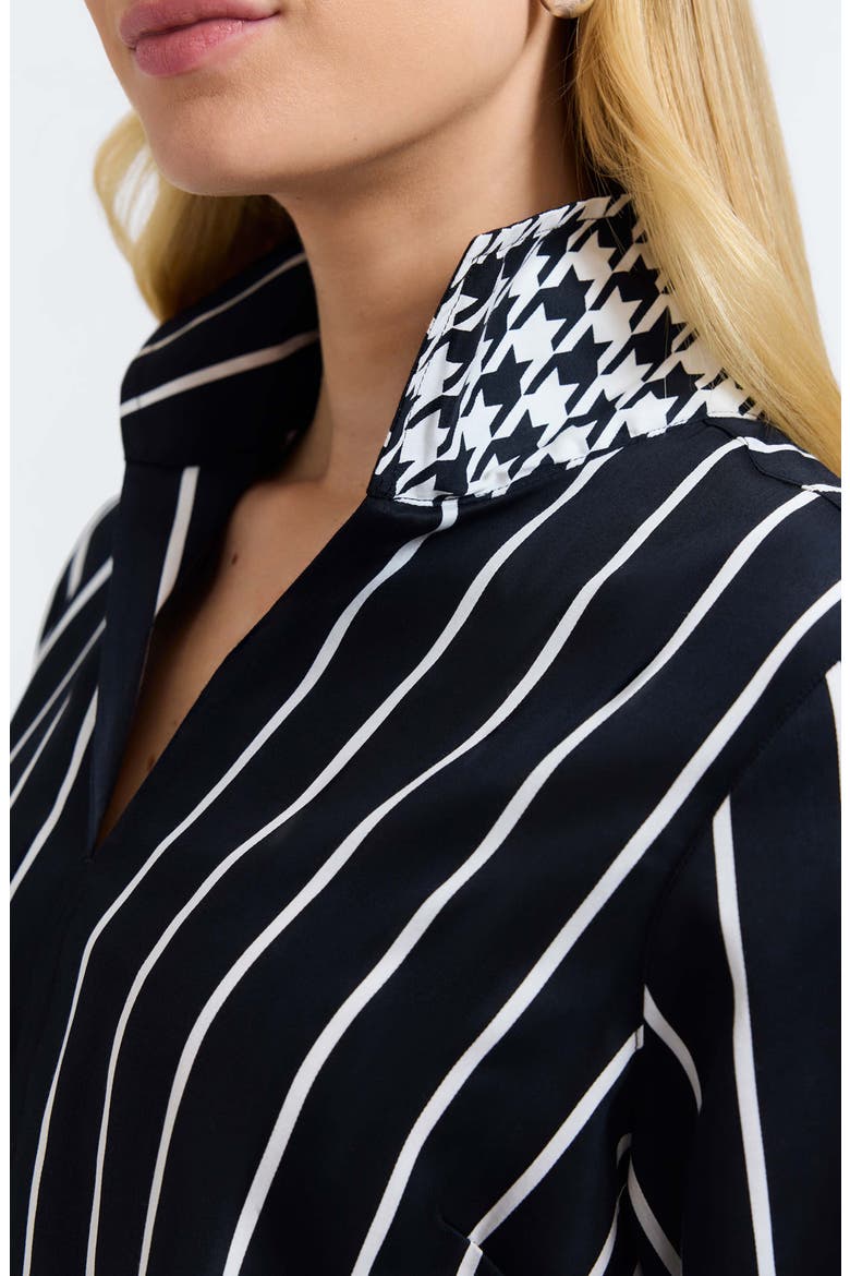 Agnes Stripe Cotton Popover Top, Alternate, color, BLACK/ WHITE
