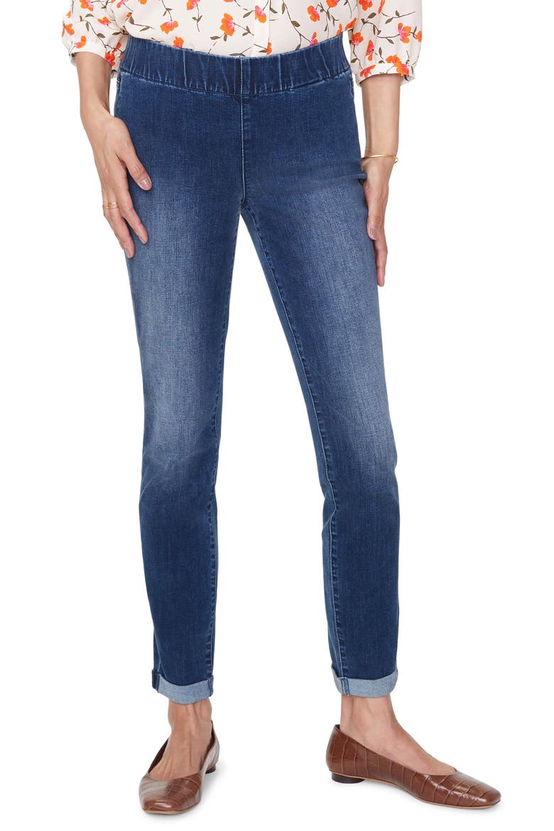 Pull-On Rolled Cuff Skinny Ankle Jeans, Main, color, CLEAN SOLANA