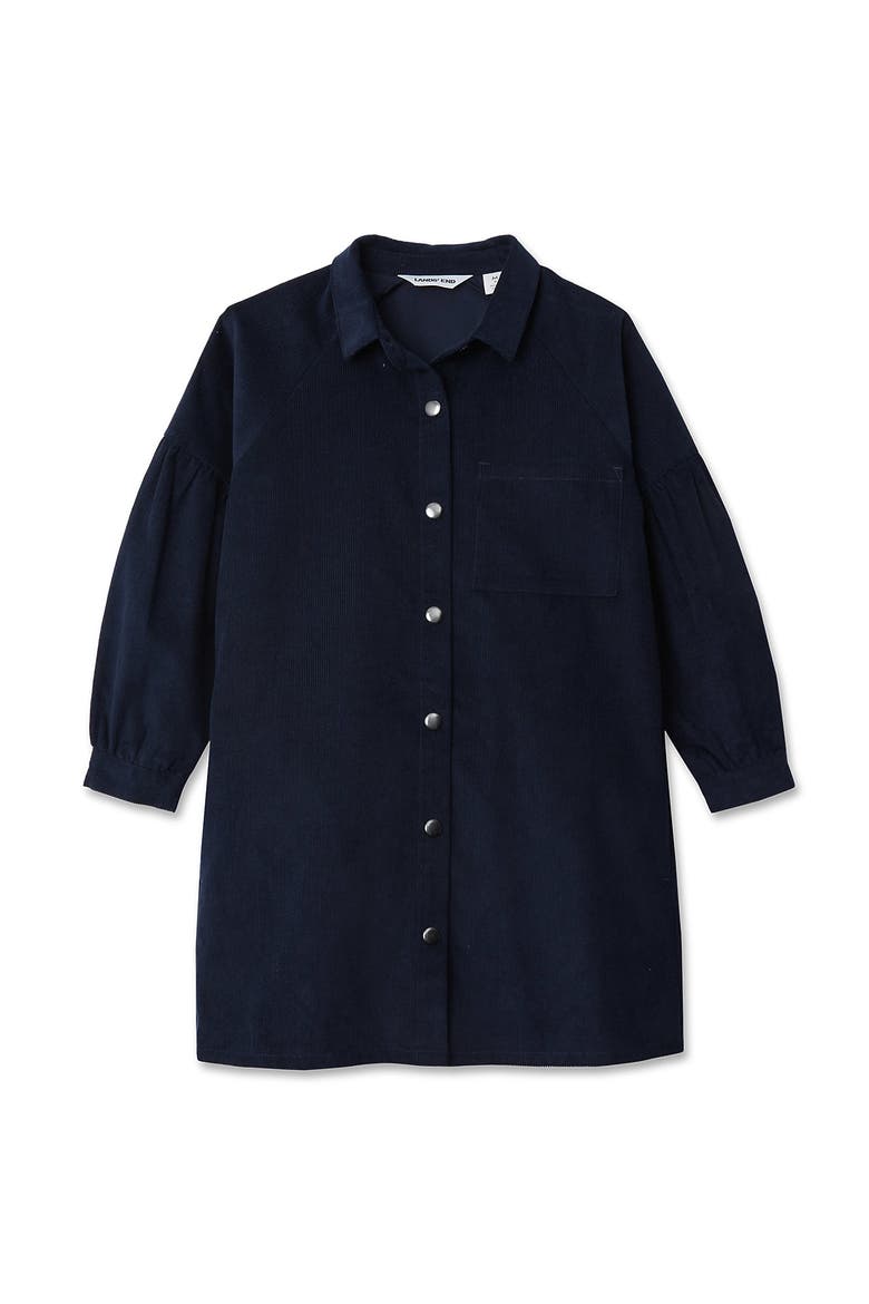 Girls 3/4 Sleeve Corduroy Shirt Dress, Main, color, Classic Navy