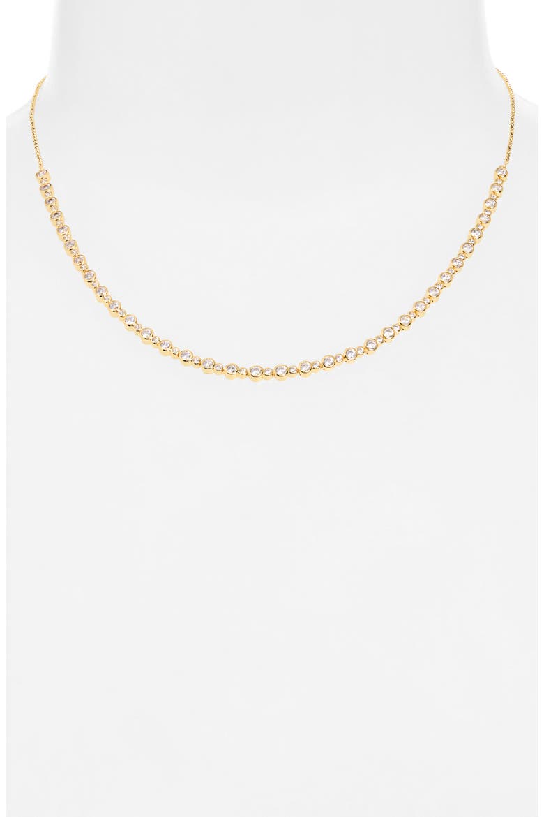 Bezel Set Cubic Zirconia Tennis Necklace, Alternate, color, GOLD