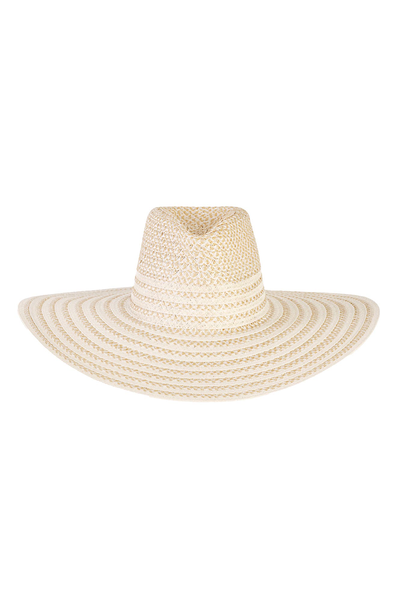 Eric Javits White Wide-Brim Floral Trim Straw Hat Eric Javits Packable Fringed Straw Sun Hat UPF50 main image 2