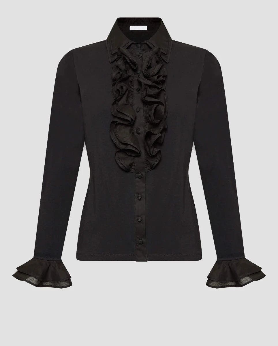 Anne Fontaine Patsy-E18 Ruffle Shirt in Black 
