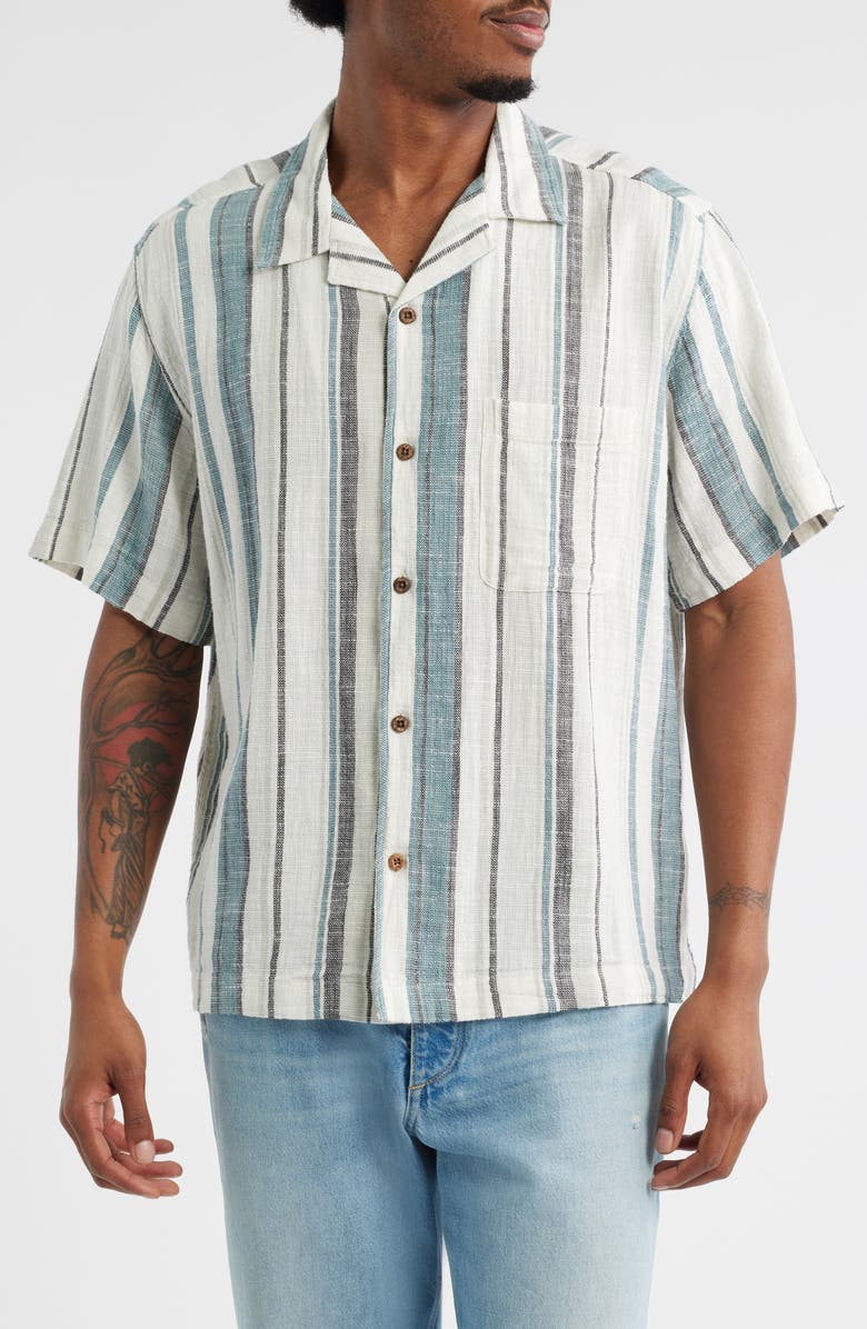 BDG Urban Outfitters Stripe Cotton Gauze Camp Shirt, Main, color, 
