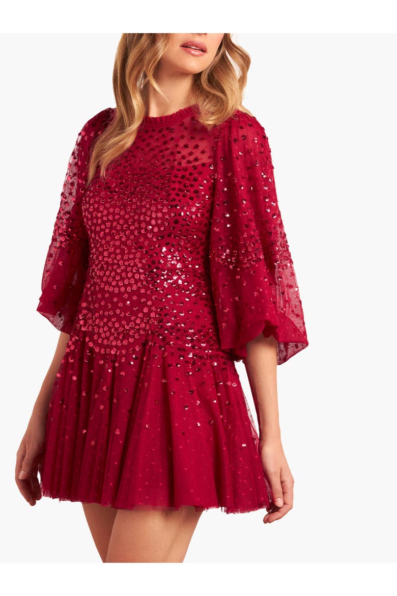 Scallop Sequin Mini Dress, Main, color, Red