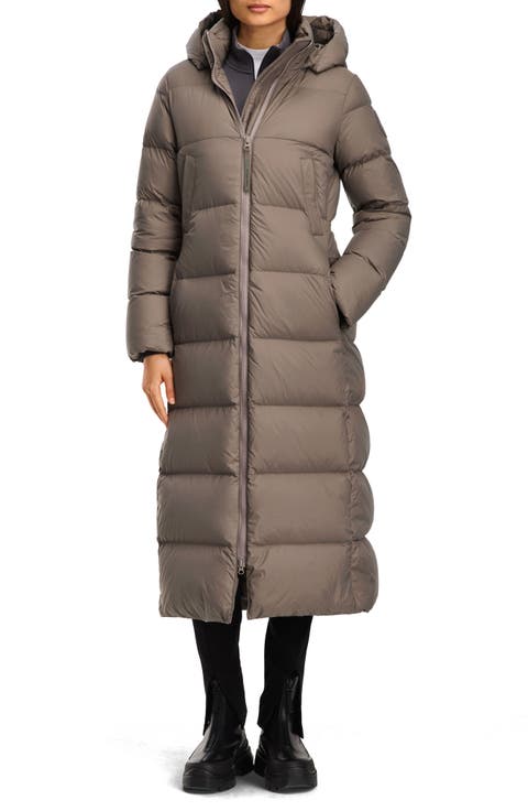 Mystique Tonal Label 750 Fill Power Down Long Puffer Coat