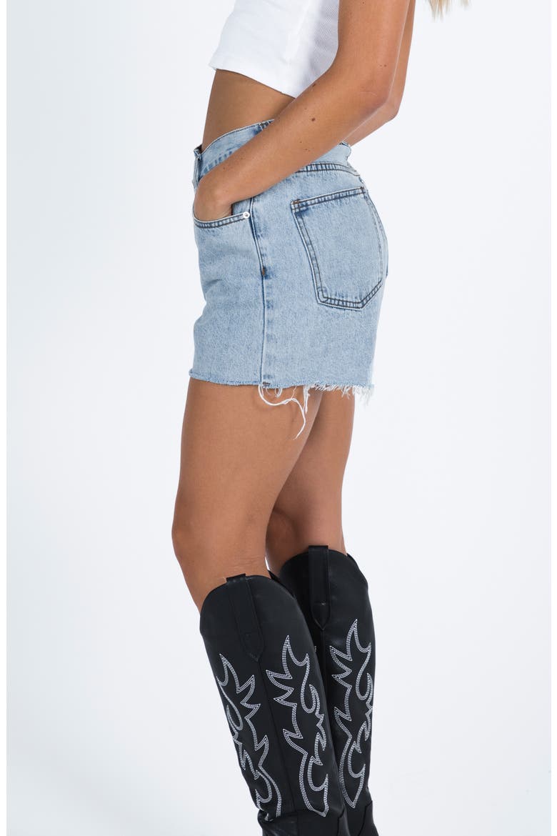 Xena Cutoff Denim Shorts, Alternate, color, BLUE