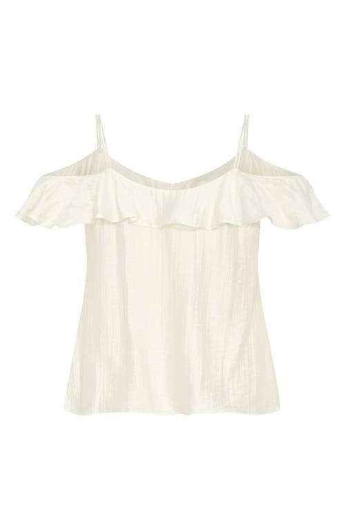City Chic Aliya Cold Shoulder Satin Top In Butter