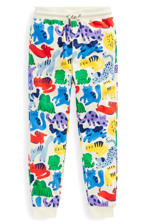 Shop Mini Boden Kids' Pet Print Cotton Joggers In Oatmeal Rainbow Pets