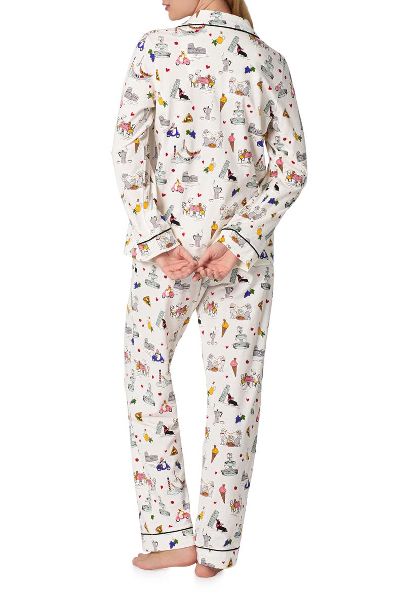 Print Stretch Organic Cotton Pajamas, Alternate, color, PUPPY PIAZZA