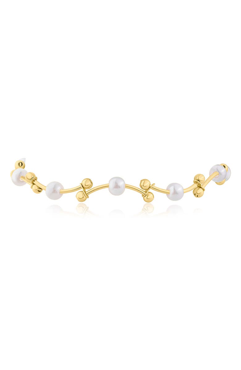 JARDIN Faux Pearl Double Bead Bracelet, Main, color, White/ Gold