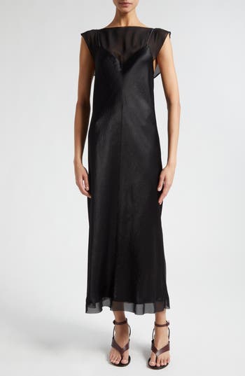 Vince Chiffon Layered Slip Dress In Black