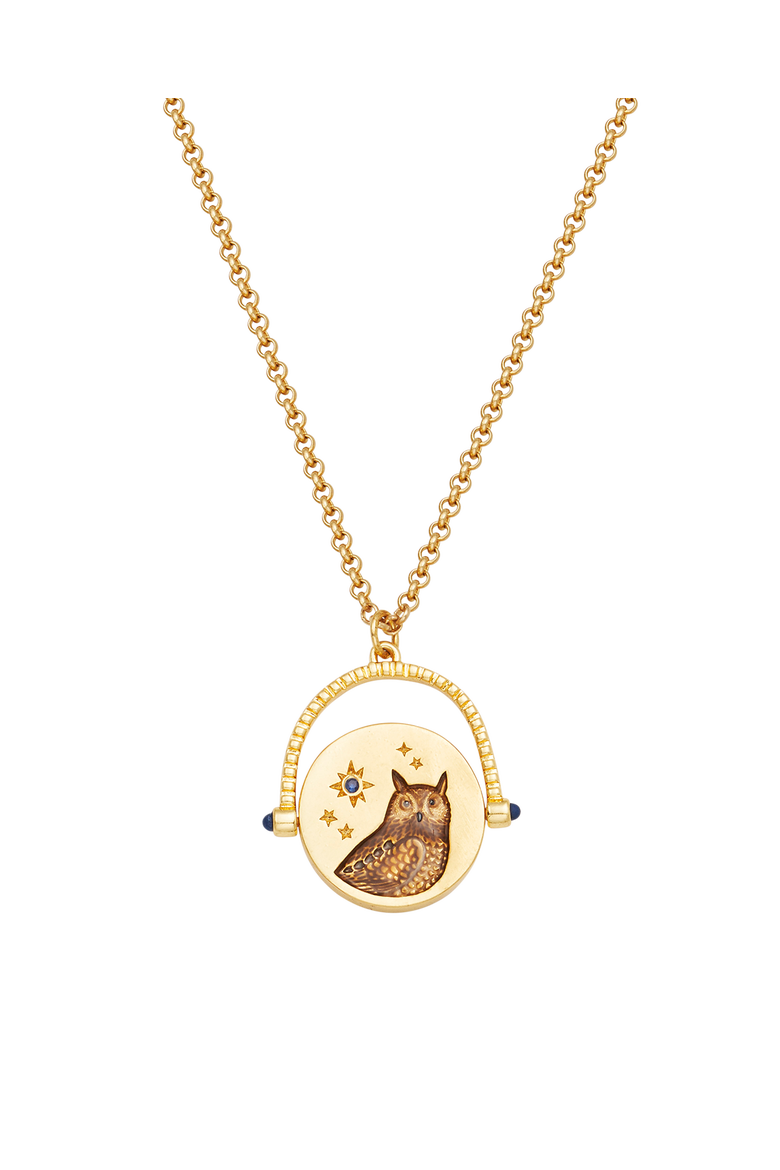 Owl Spinner Necklace, Alternate, color, Gold