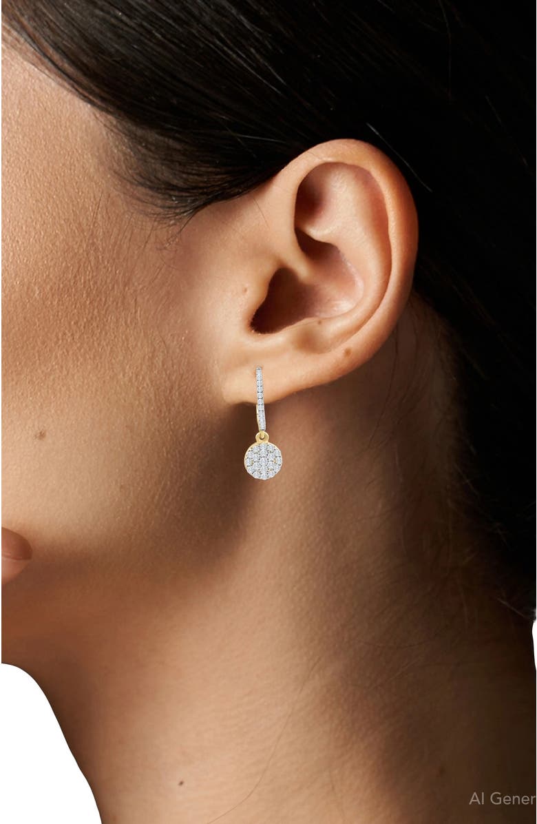 Bliss Diamond 1/2Ct Diamond Hoops Drop Dangle Earrings Gold Women's 1" Tall Lab Grown, Alternate, color,