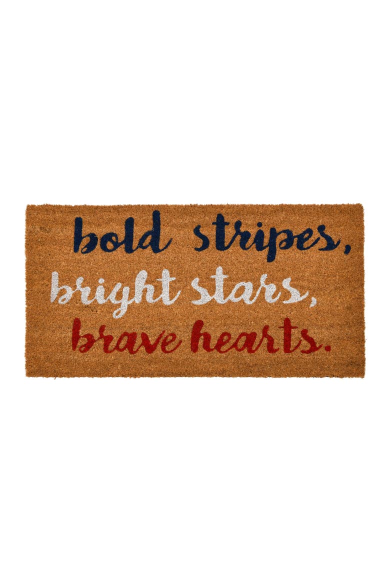 Coir Entry Doormat with Patriotic Message, Main, color, Brown